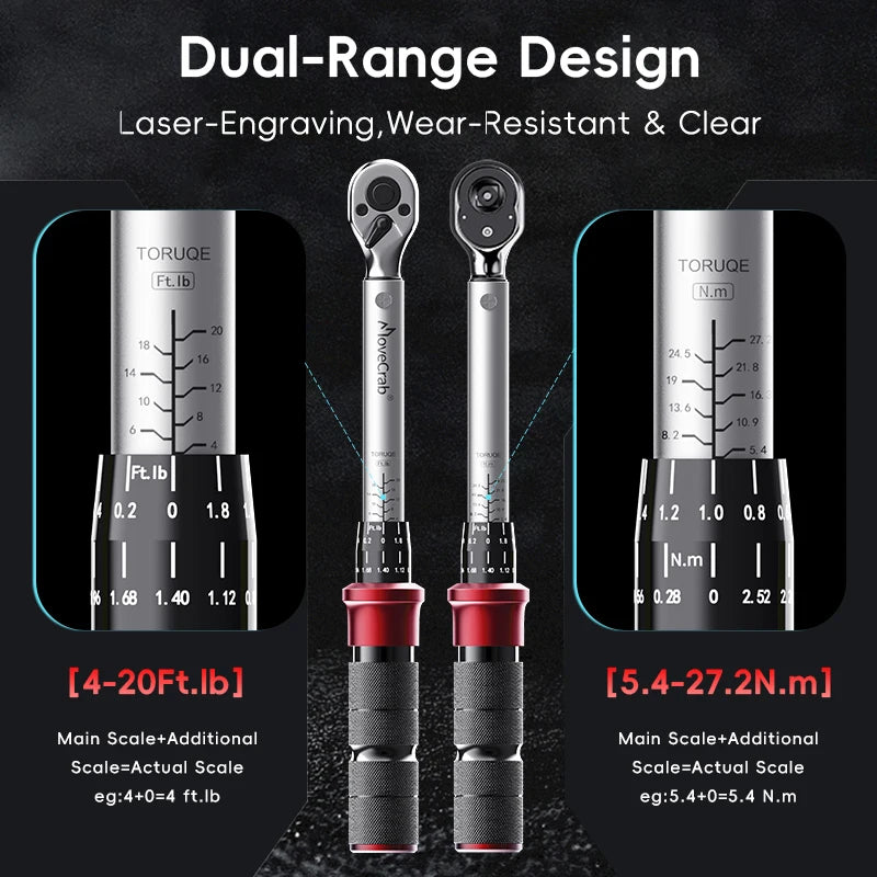 Adjustable Torque Wrench Kit 4-165 Ft.lb for Vehicles