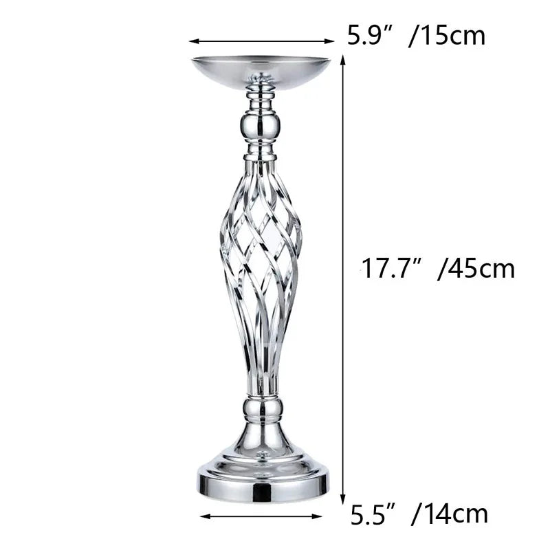 Silver 45cm Metal Vase Holder for Table Arrangements