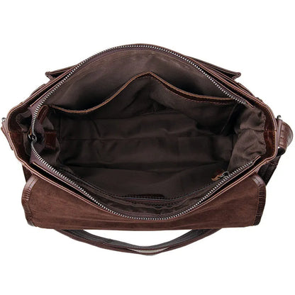 Men’s Leather Crossbody Bag Brown Oil-Waxed Style