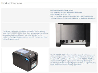 Portable 20-80mm Bluetooth Thermal Barcode Printer