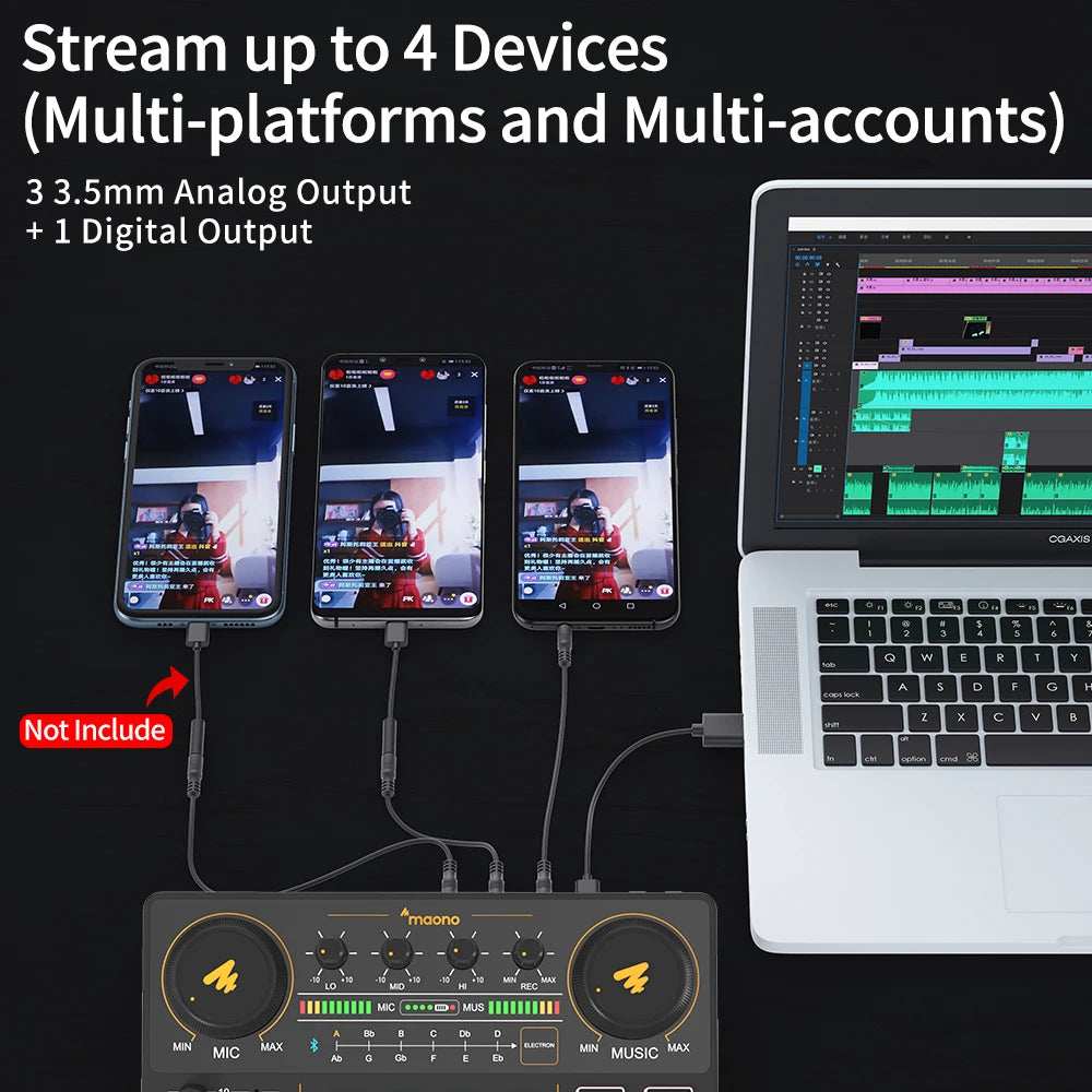 Audio Interface Podcast Mixer Kit with Microphone