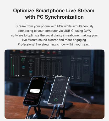 Portable Yellow Audio Interface with Dual Smartphone Input