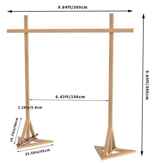 10x10ft Wooden Wedding Arch Backdrop Stand