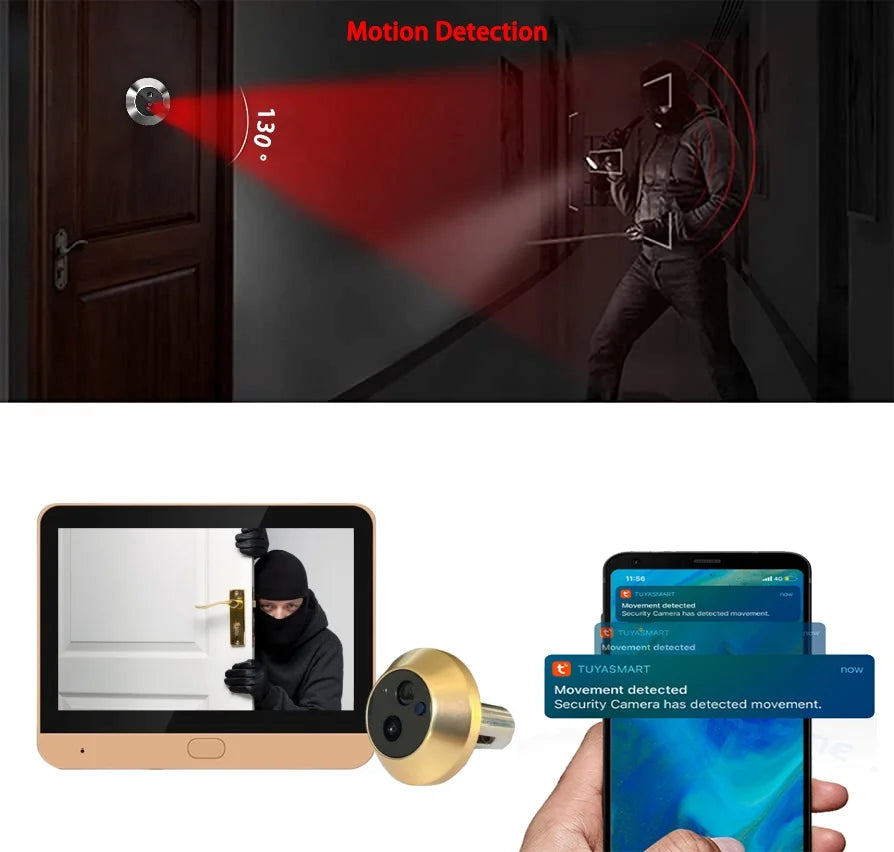 Smart WiFi Door Peephole Camera 1080p Digital Door Viewer