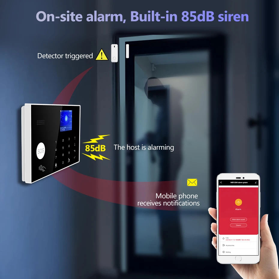 Smart WiFi GSM Home Alarm System Kit Alexa Compatible
