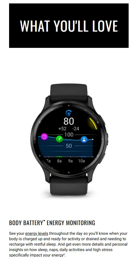 Garmin Venus 3 Smart Fitness Watch with HRV Tracking and GPS Running Mode