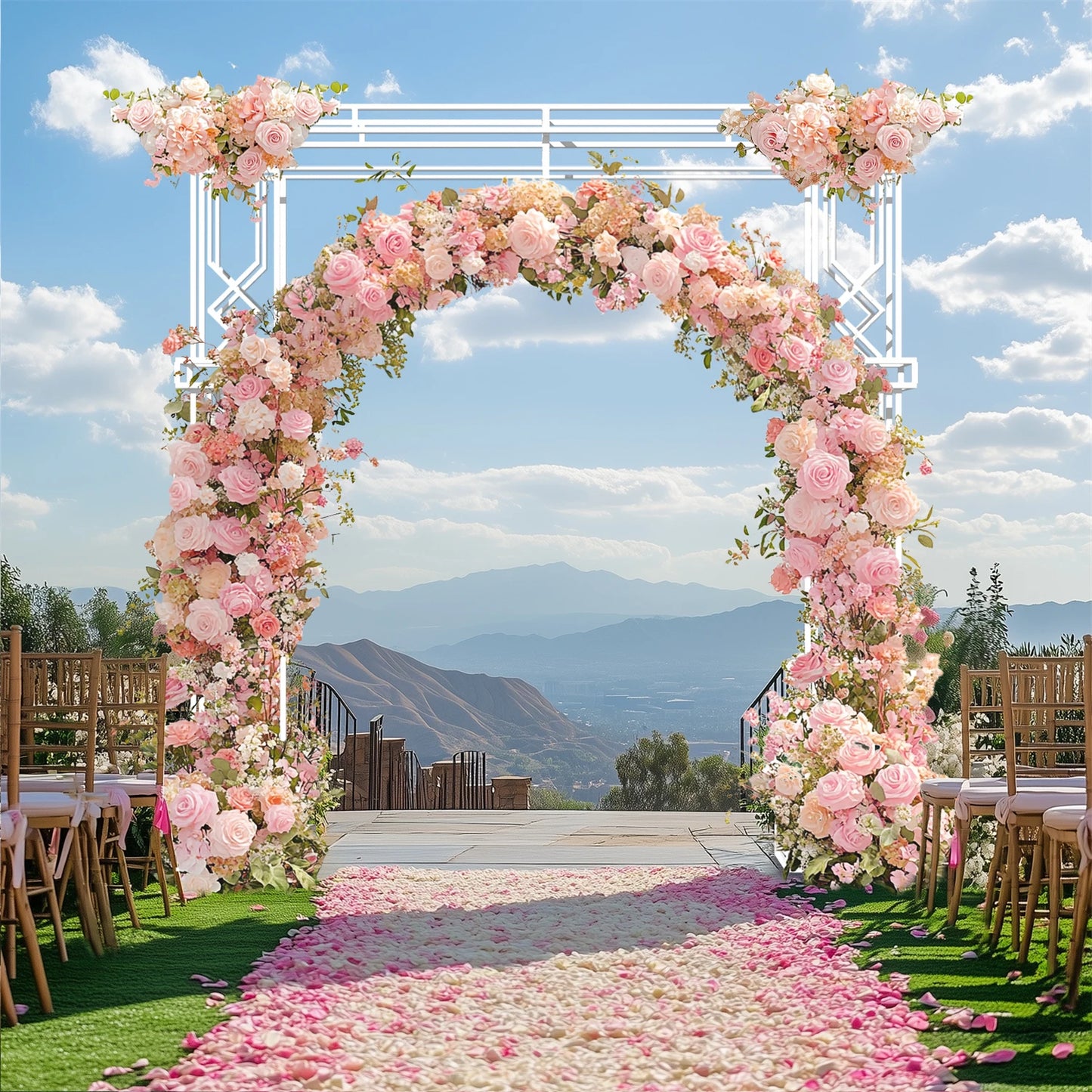 Modern White Wedding Arch Backdrop Stand 240cm