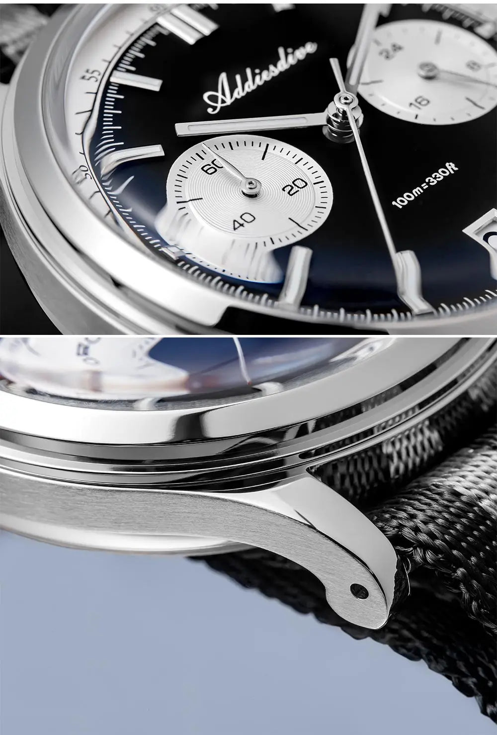 100m Waterproof Black Retro Dome Glass Watch