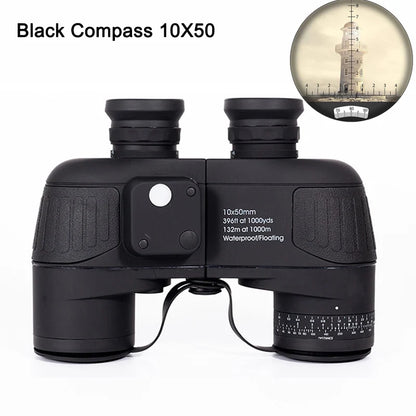 10x50 Marine Binoculars with Compass Rangefinder, IPX7 Waterproof