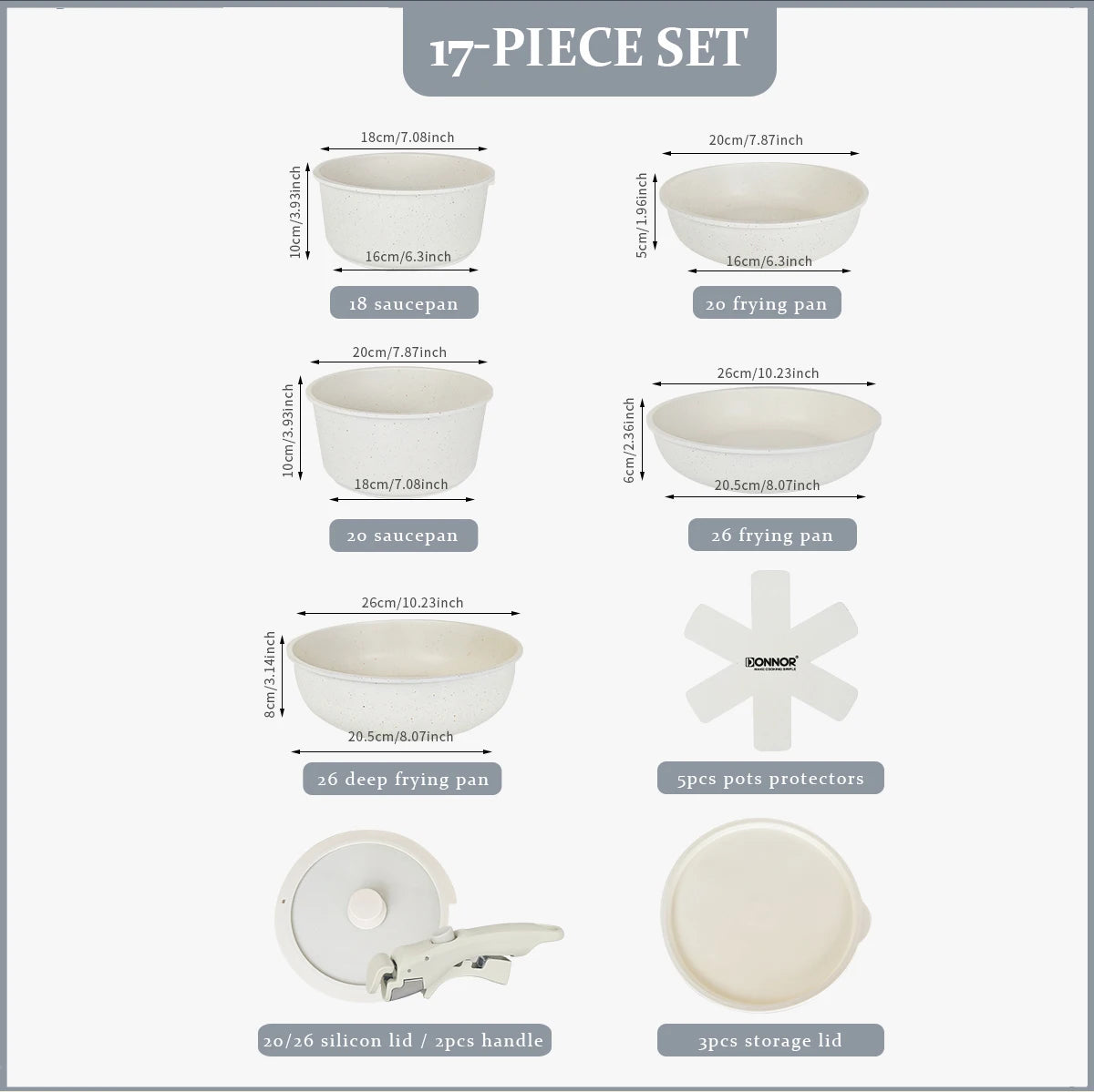White Non-Stick Die Cast Aluminium Cookware Pot Set