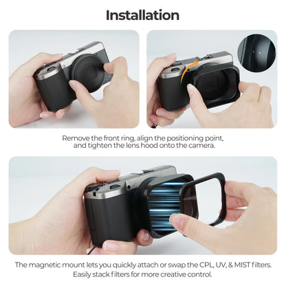 Ricoh GR IV Lens Hood with Magnetic Stackable Filters
