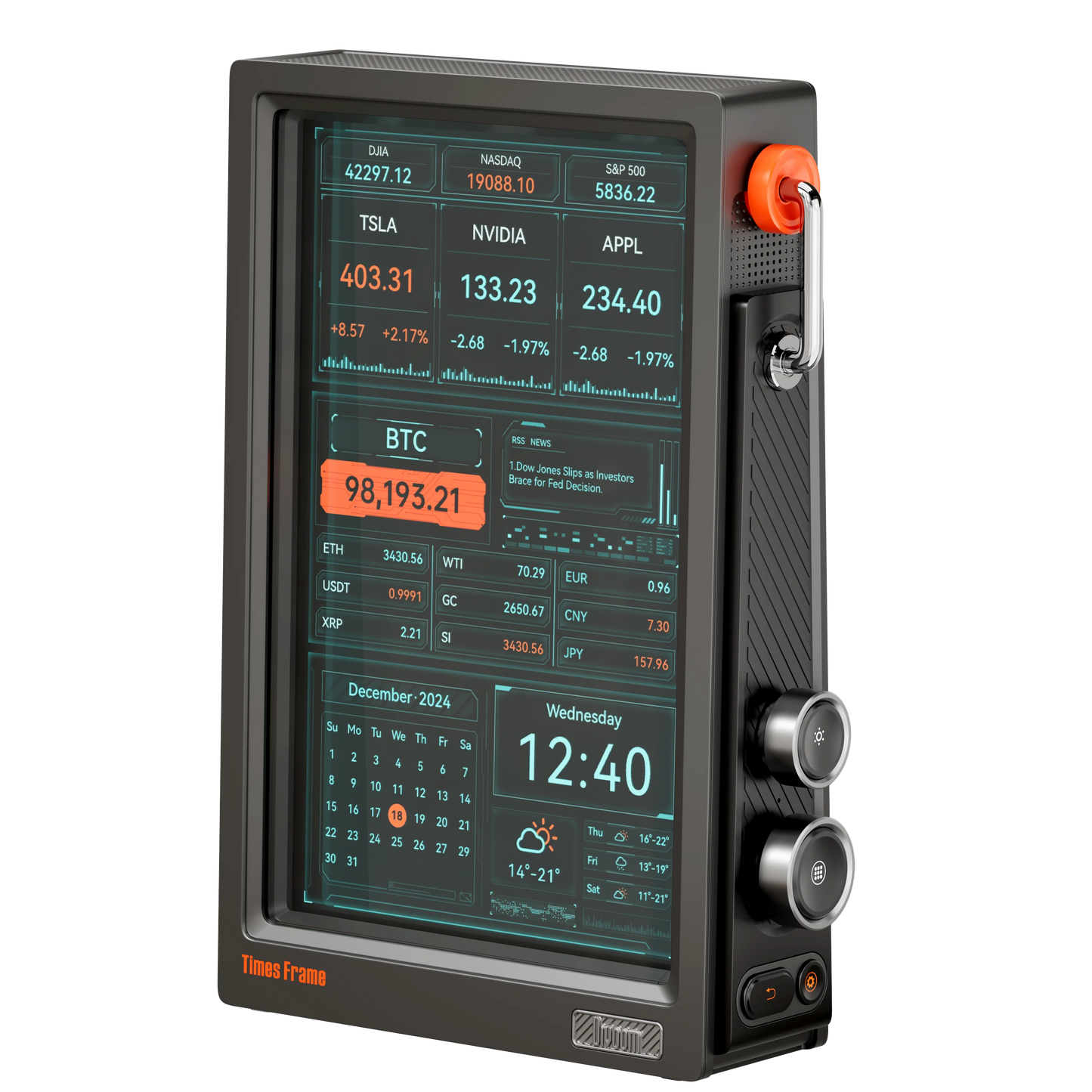 Black 10.1" Smart Clock and Dashboard