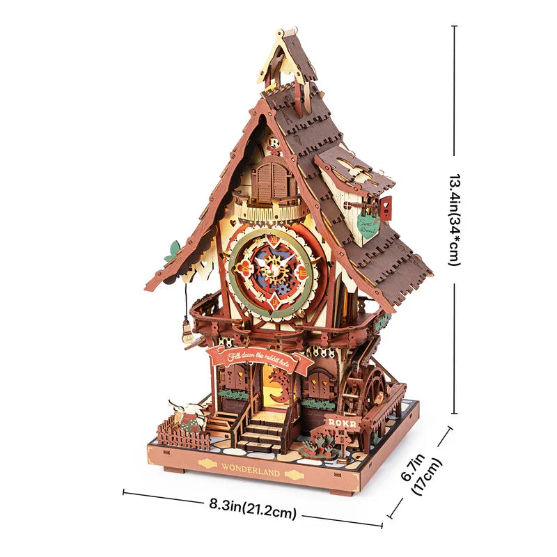 Wooden 3D Cuckoo Clock Puzzle with Moving Mechanism