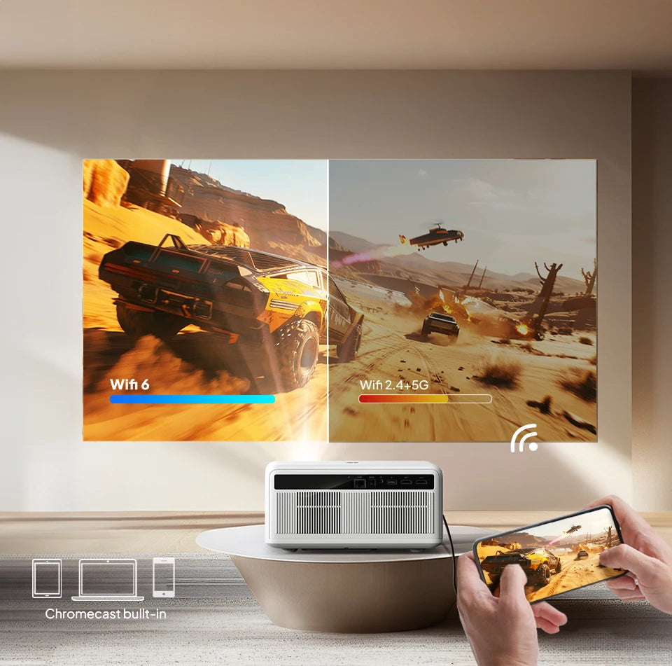 Portable Smart Projector 1080p 4K Support WiFi 6