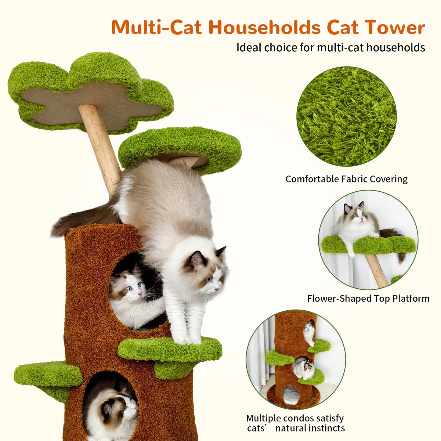 58 Inch Tall Cat Tree Tower with Condo and Scratching Board