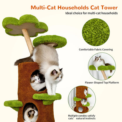 58 Inch Tall Cat Tree Tower with Condo and Scratching Board