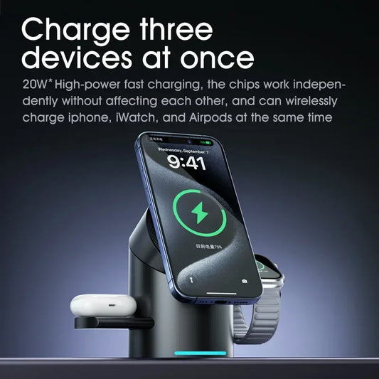 Magnetic Wireless Charging Station for iPhone AirPods and Watch