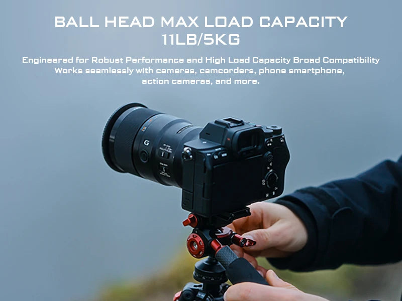 Portable Carbon Fiber Travel Tripod 1.5m with 360 Ball Head