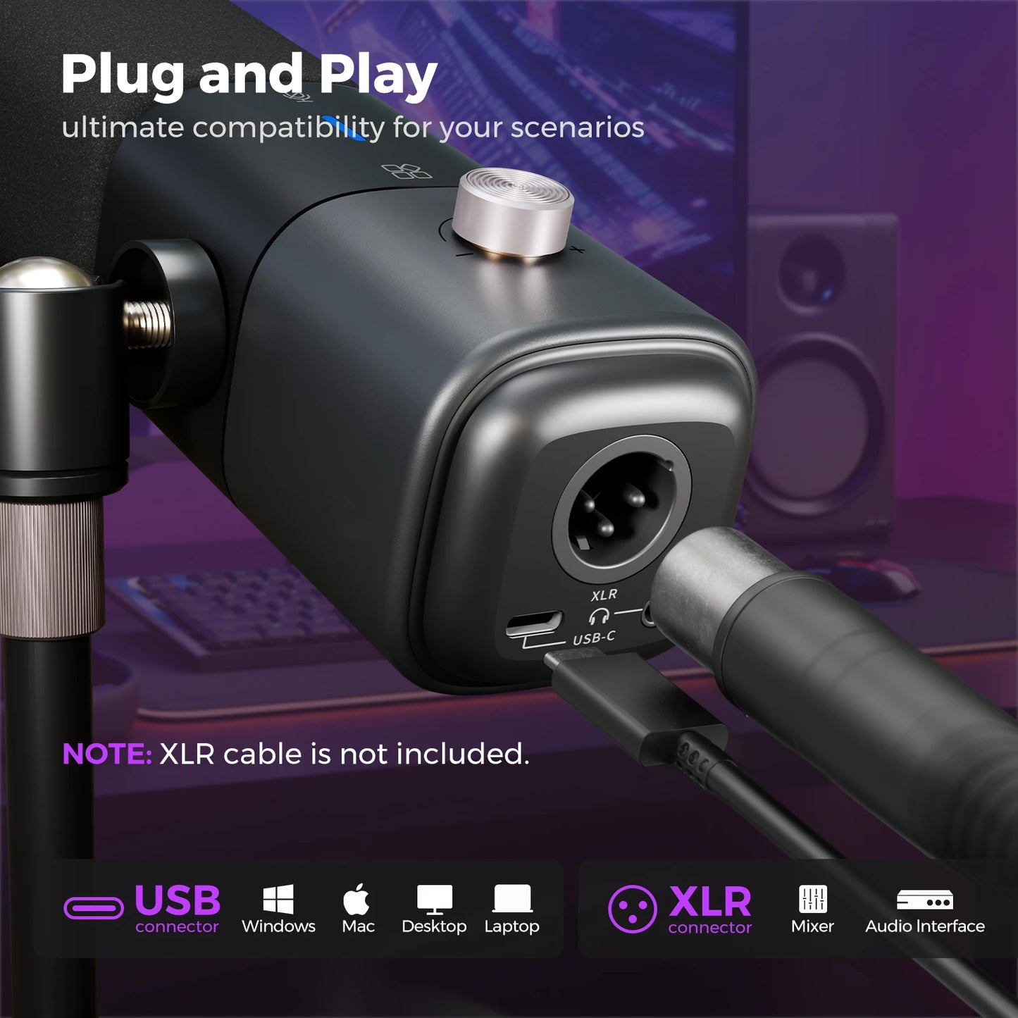 USB XLR Condenser Microphone for Gaming and Streaming