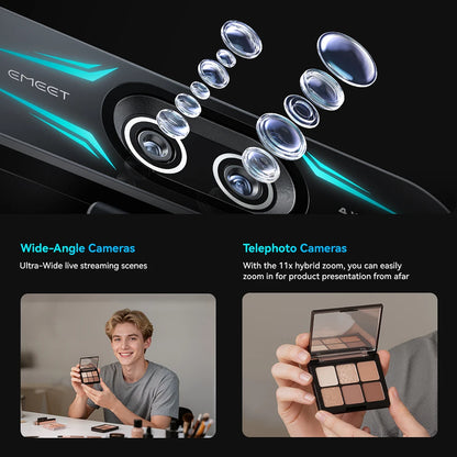 4K 60fps Streaming Webcam with RGB Ring Light