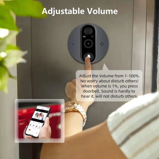 Wireless Peephole Camera 128G with Night Vision and PIR
