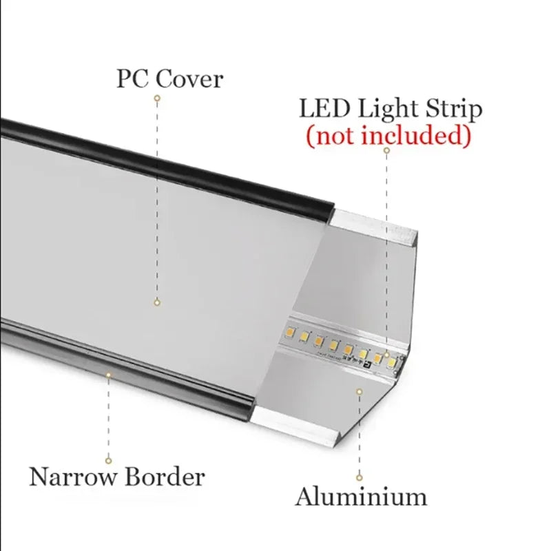 1m LED Aluminium Profile 8 Pack Black Diffuser
