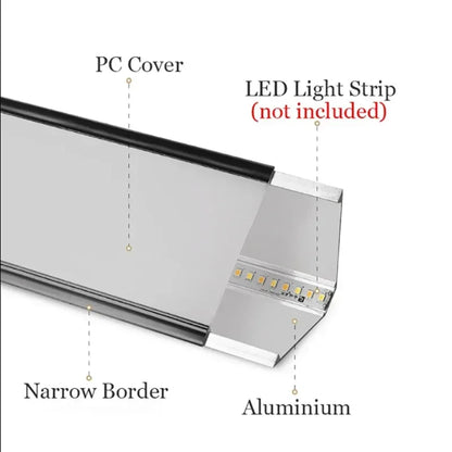 1m Diffuser Black 5 Pack LED Aluminium Channel
