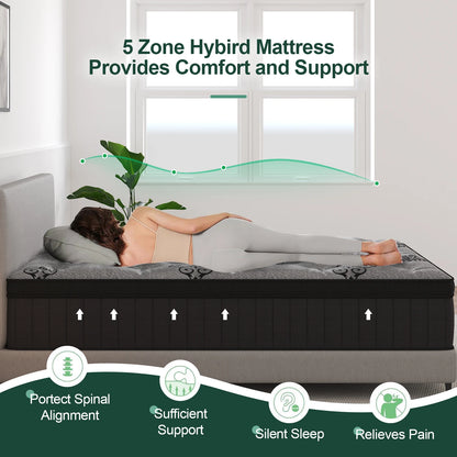 Queen Euro Top Pocket Spring Mattress 34cm Medium Firm King