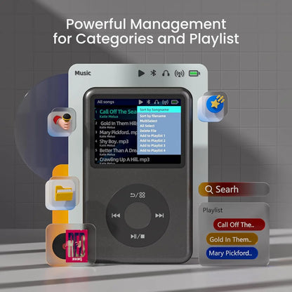 HiFi MP3 Player with Bluetooth Video FM Radio 128GB Storage