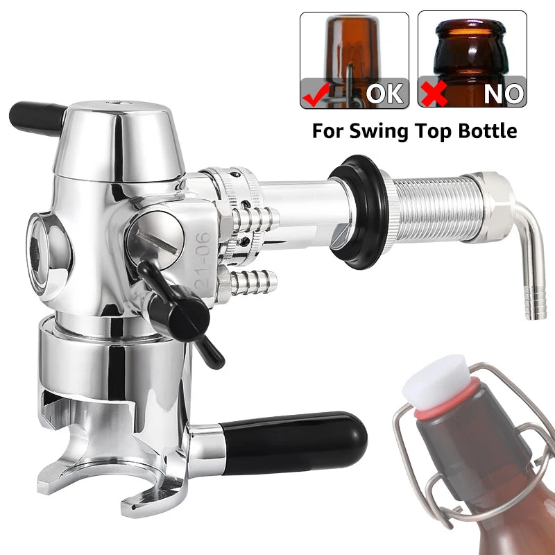 Stainless Steel Beer Bottle Filler Tap No-Foam Swing Top