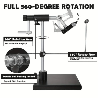 Rotating Fly Tying Vise Aluminum Base Fishing Tool Black
