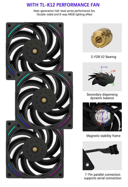 360mm ARGB Liquid CPU Cooler with Rotatable LCD