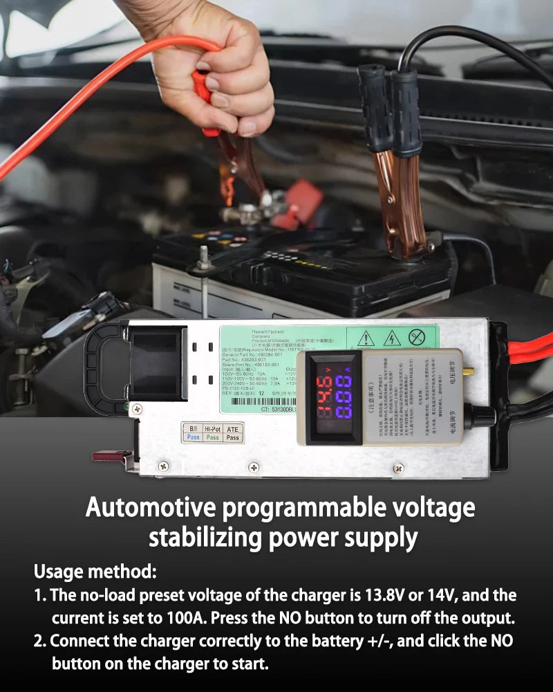 Solar-Ready 100A 12V Charger with Clip Connectors