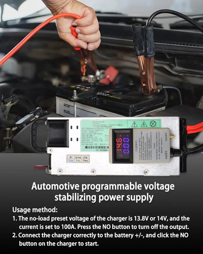 Solar-Ready 100A 12V Charger with Clip Connectors