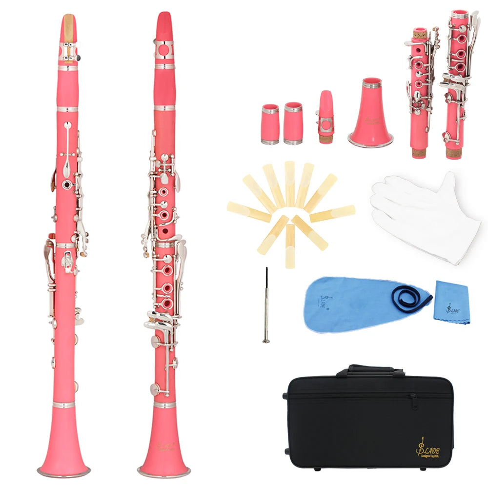 Pink Clarinet with 17 Keys and Accessories