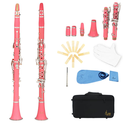 Pink Clarinet with 17 Keys and Accessories