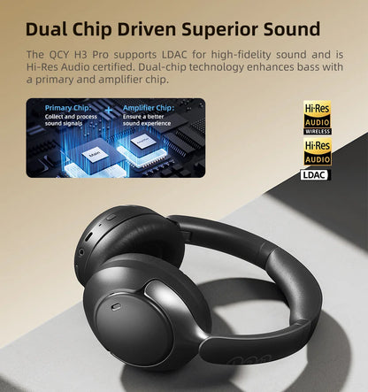 QCY H3 Pro Rechargeable Over-Ear ANC Headphones LDAC Hi-Res Purple
