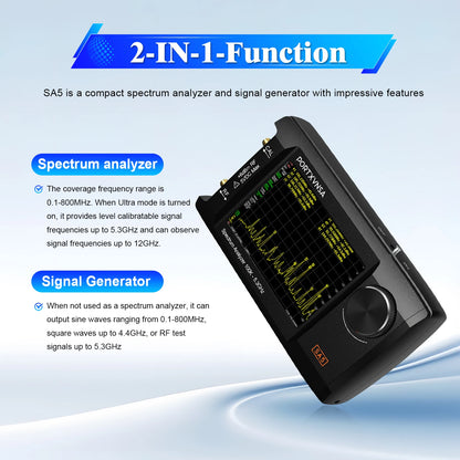 Handheld Spectrum Analyzer 4-Inch IPS 5.3GHz Signal Generator