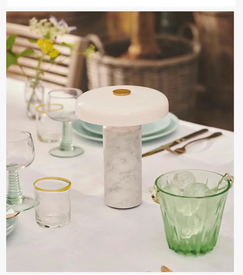 White Marble LED Table Lamp for Bedroom and Living Room