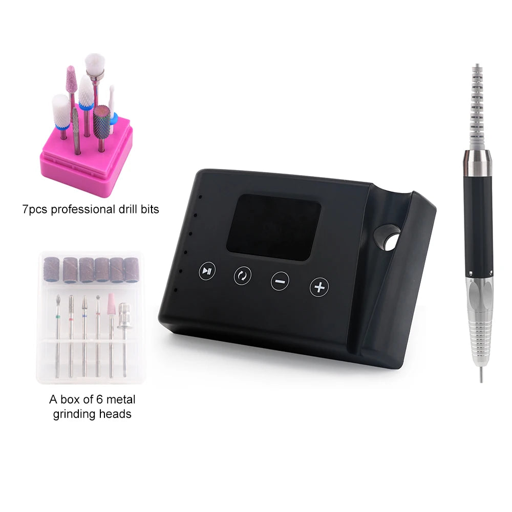 Powerful Electric Nail Drill 85W with Bits Black