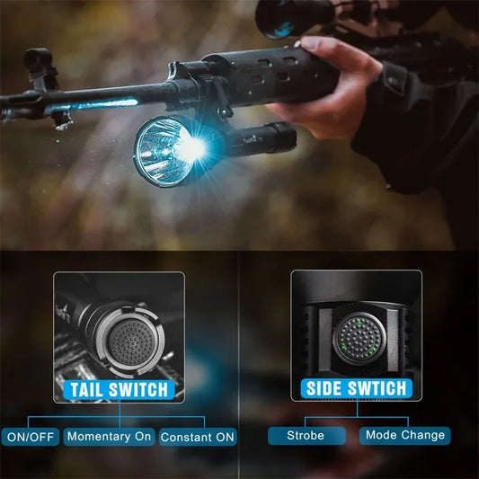 Powerful LED Hunting Torch 2300 Lumen with Rechargeable Battery