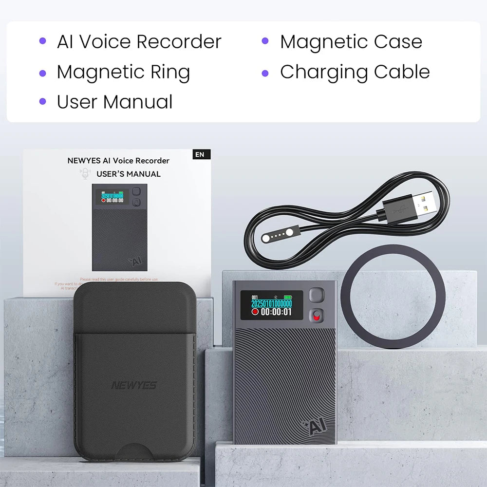AI Smart Voice Recorder with App Control and Transcription