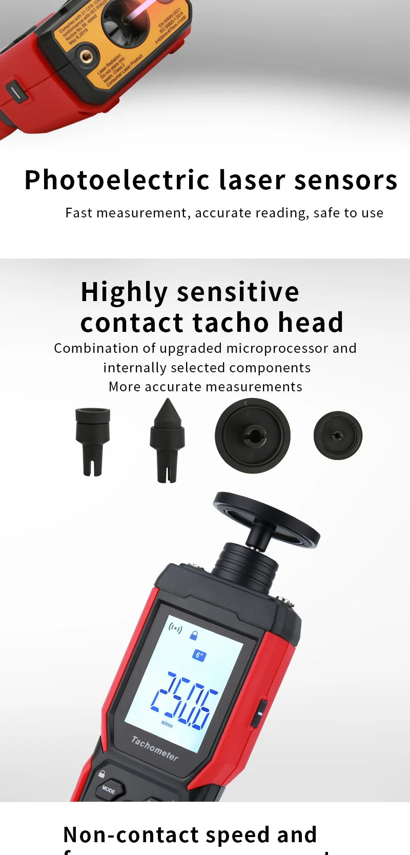 UNI-T Professional Contact and Non-Contact RPM Gauge