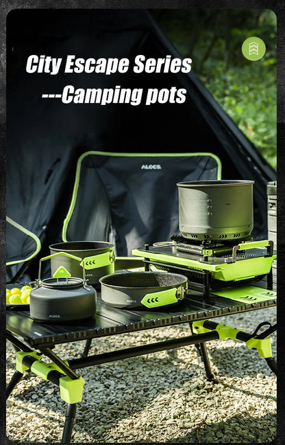 Portable Camping Cookware Set Pots Pan Kettle Mess Kit