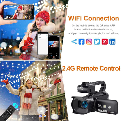 6K Camcorder with 64MP Lens and 18x Digital Zoom