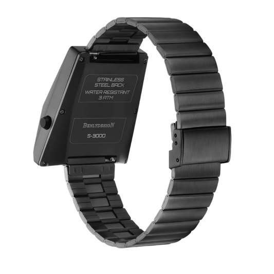 Retro Grey Red OLED Digital Watch Stainless Strap
