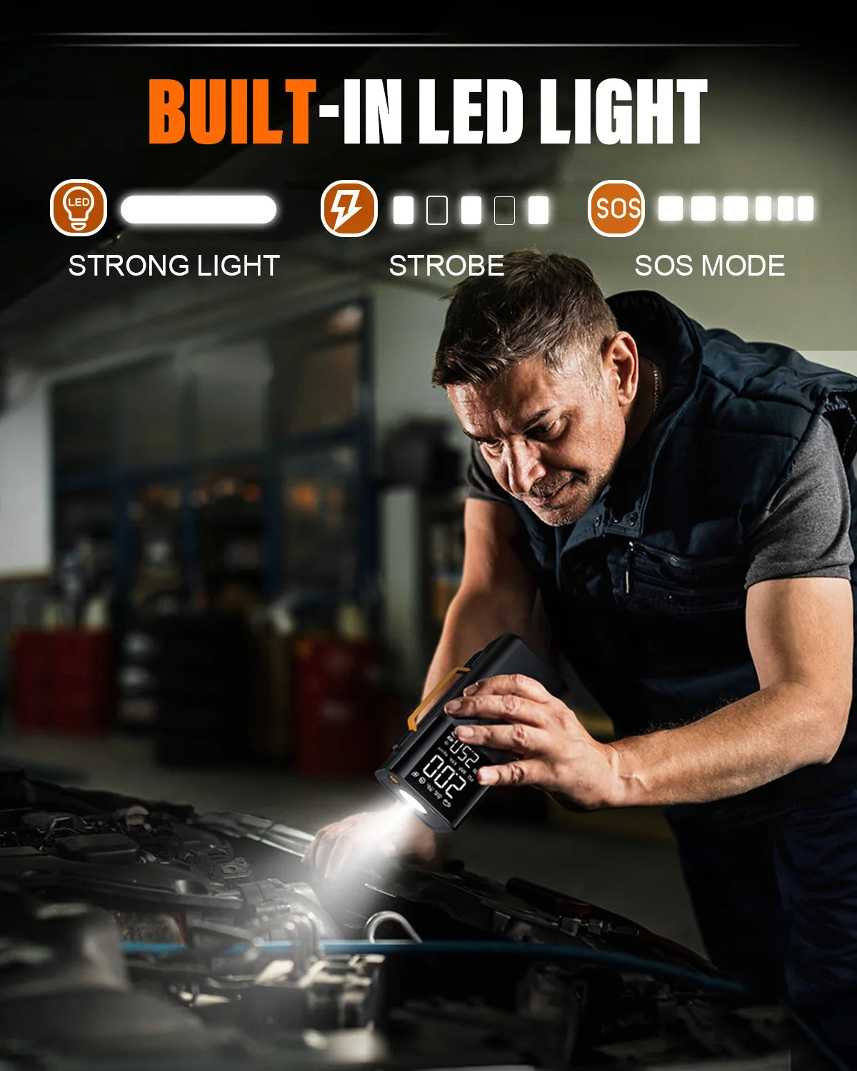 6000A Car Jump Starter with 150PSI Air Compressor
