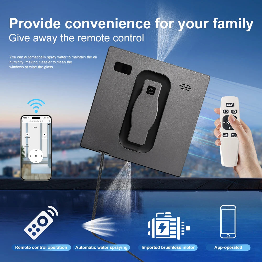 Smart Robot Window Cleaner with Dual Water Spray