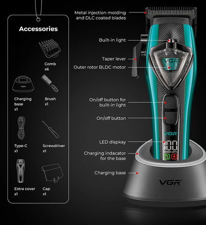 Professional Cordless Hair Clipper LED Display Trimmer