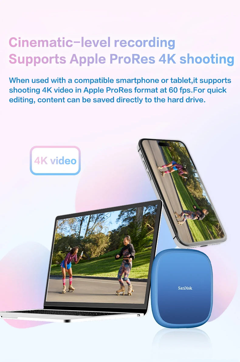 Portable 2TB USB-C SSD 1000MB/s Fast External Drive